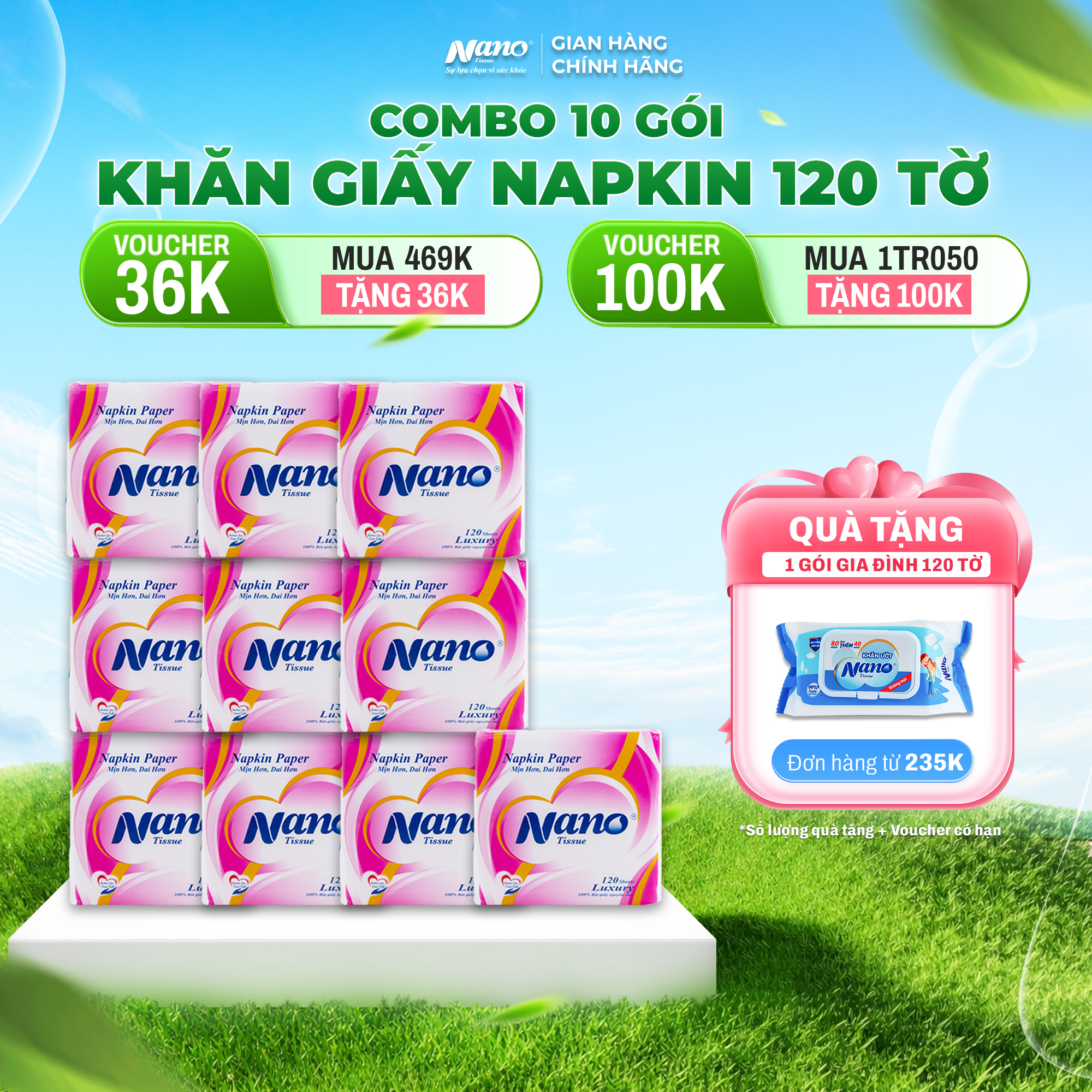 Khăn Giấy Ăn Napkin 100 tờ